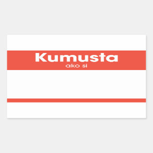 "Kumusta Ako Si" Hej My Namn är Red Nametag Rektangulärt Klistermärke