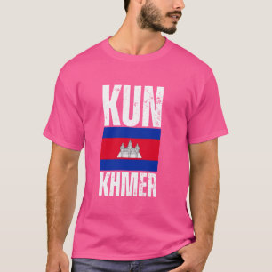 Kun Khmer Kambodjas Vintage Flagga T Shirt