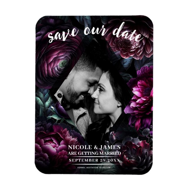 Küna Dyster Blommor Svarta Förtrollade Blommiga Br Magnet (Vertikal)