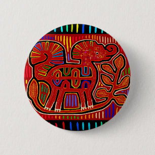 Kuna-indian baby elefant - Mola-folkkonst Knapp