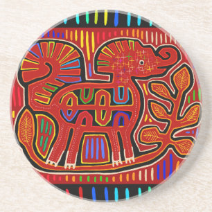 Kuna Indian Baby Elephant - Mola Folk Art Underlägg