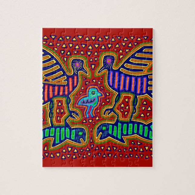 Kuna Indian Birds with Fish Pussel (Vertikal)