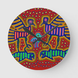 Kuna Indian Birds with Fish Rund Klocka