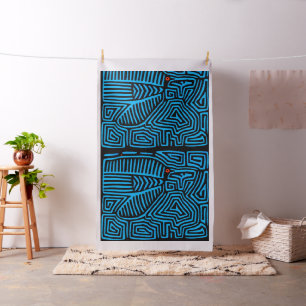 Kuna Indian Blue Bird Mola Design Tyg