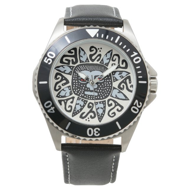 Kuna-indian Del Sol läderarmbandsur Armbandsur (Framsida)