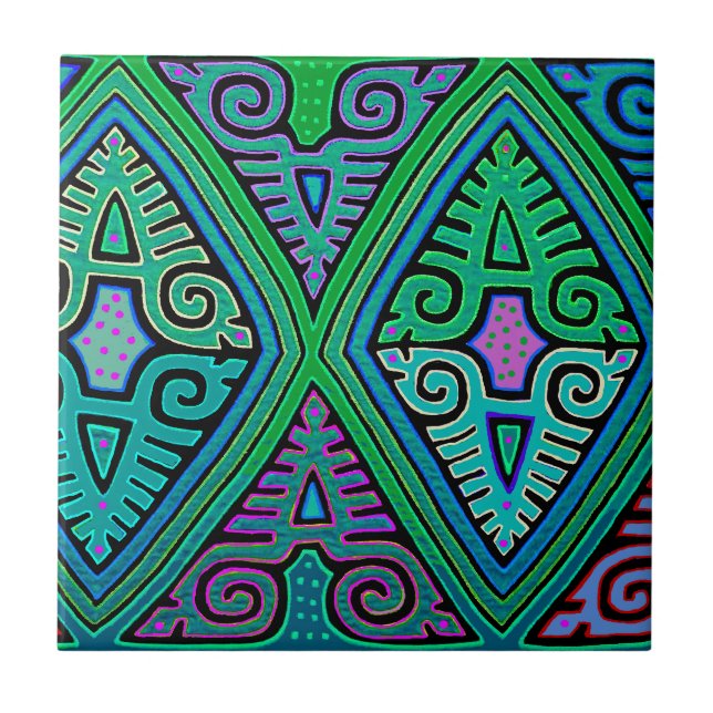 Kuna Indian Diamond Mola Kakelplatta (Framsidan)