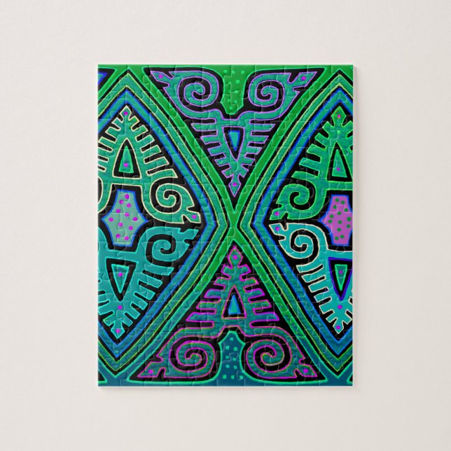 Kuna Indian Diamond Mola Pussel (Vertikal)