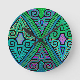 Kuna Indian Diamond Mola Rund Klocka