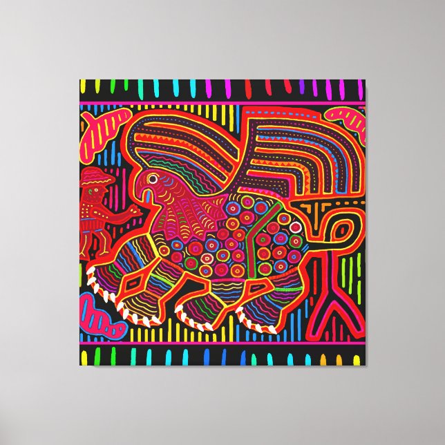 Kuna Indian Friendly Dragon Mola Canvastryck (Framsida)