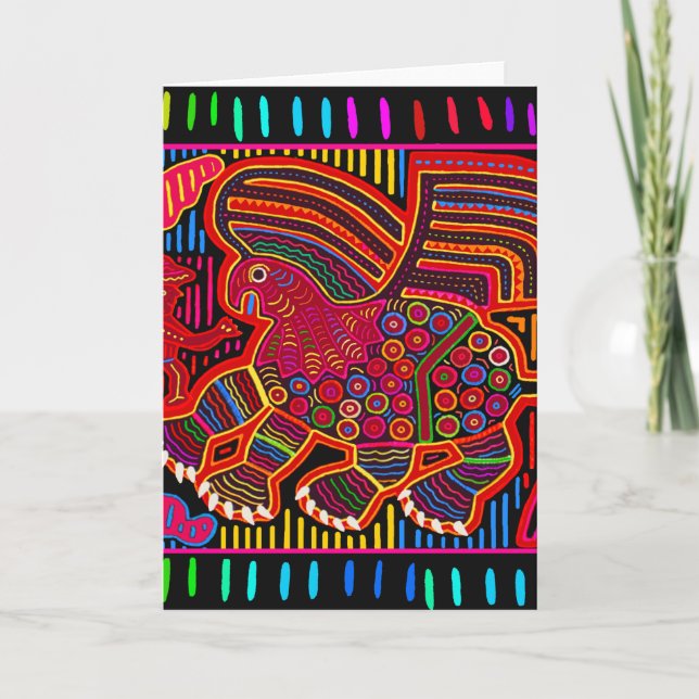 Kuna Indian Friendly Dragon Mola Kort (Framsida)