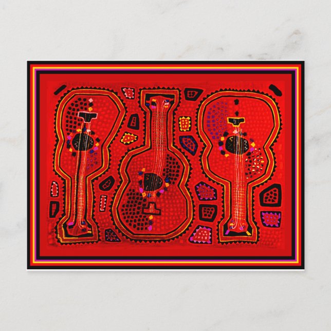 Kuna Indian Guitarrer Vykort (Framsida)