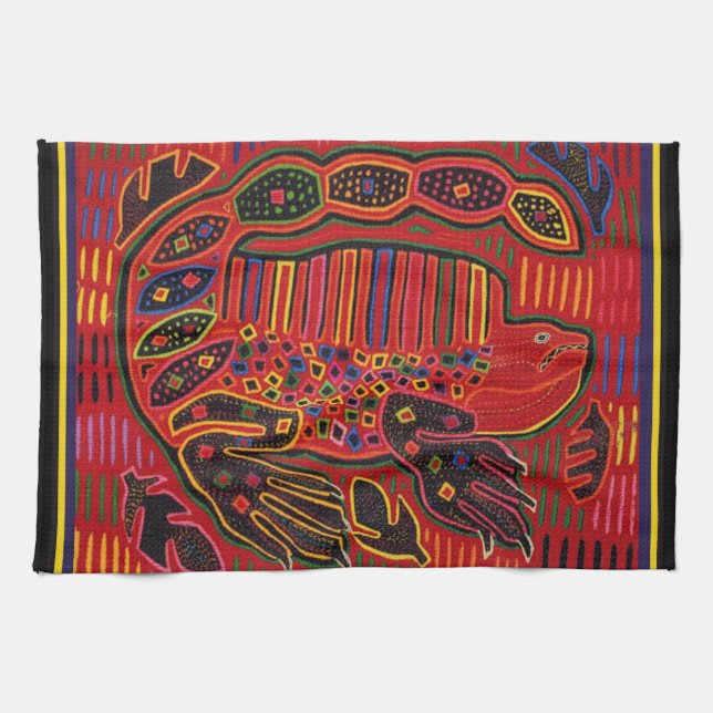 Kuna Indian Iguana Mola Kökshandduk (Horisontell)