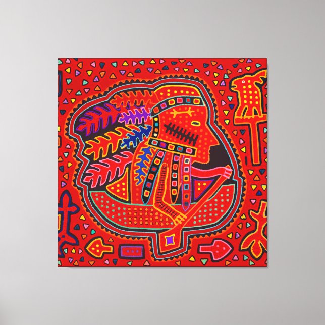 Kuna Indian Man i Canoe Canvastryck (Framsida)