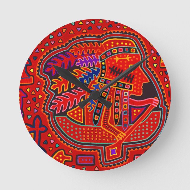 Kuna Indian Man i Canoe Rund Klocka (Framsida)