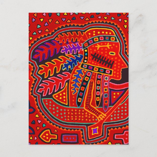 Kuna Indian Man i Canoe Vykort (Framsida)