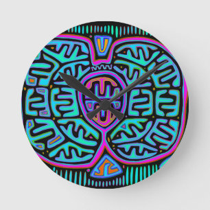 Kuna Indian Mariposa Rund Klocka