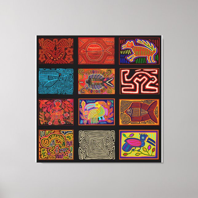 Kuna Indian Mola Collage Canvastryck (Framsida)