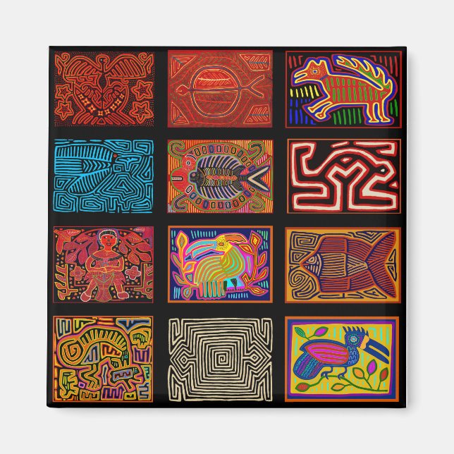 Kuna Indian Mola Collage Magnet (Framsidan)