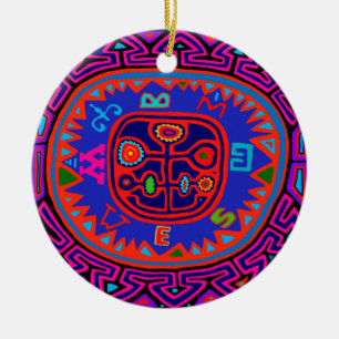 Kuna Indian Mola Compass Julgransprydnad Keramik