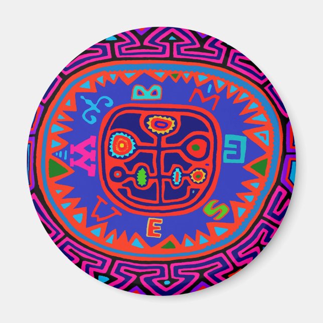Kuna Indian Mola Compass Magnet (Framsidan)