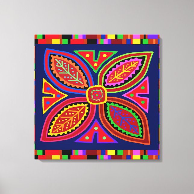 Kuna Indian Mola Flora Canvastryck (Framsida)