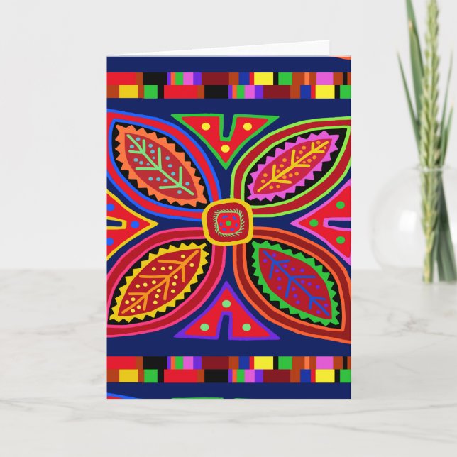 Kuna Indian Mola Flora Kort (Framsida)