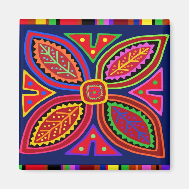 Kuna Indian Mola Flora Magnet (Framsidan)