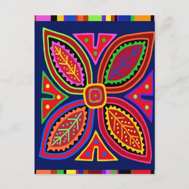 Kuna Indian Mola Flora Vykort (Framsida)