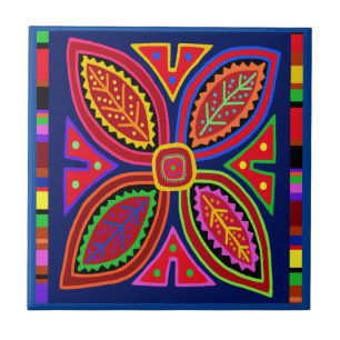 Kuna Indian Mola Flower Tile Kakelplatta