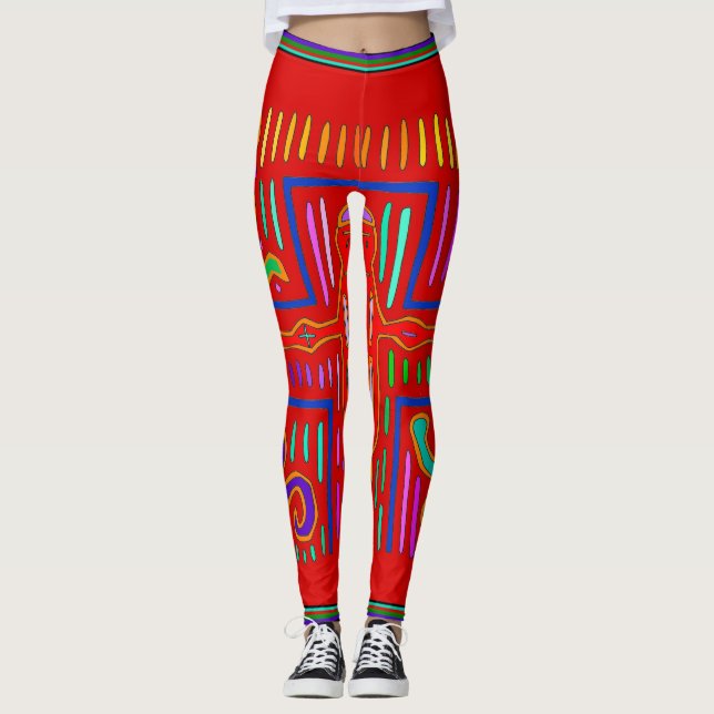 Kuna Indian Mola Kor Leggings (Framsida)