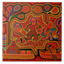 Kuna Indian Mola Men in Boats