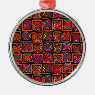 Kuna Indian Mola Tribal Checks - Red Julgransprydnad Metall