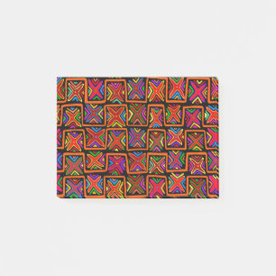 Kuna Indian Mola Tribal Checks - Red Post-it Block