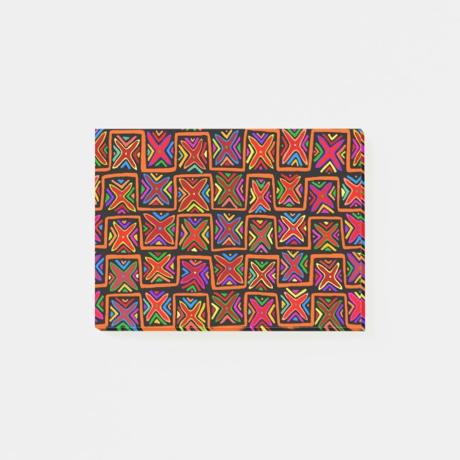 Kuna Indian Mola Tribal Checks - Red Post-it Block (Framsida)