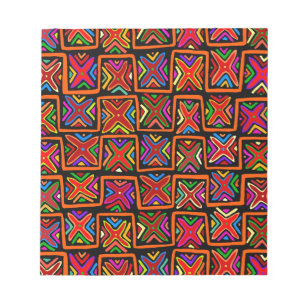 Kuna Indian Mola Tribal Checks - Röd Anteckningsblock