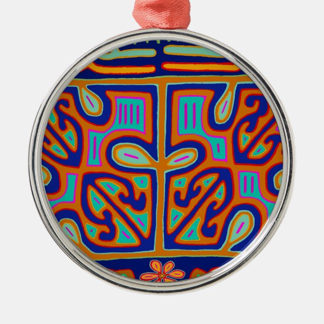 Kuna Indian Music Box - San Blas Mola Julgransprydnad Metall (Framsidan)