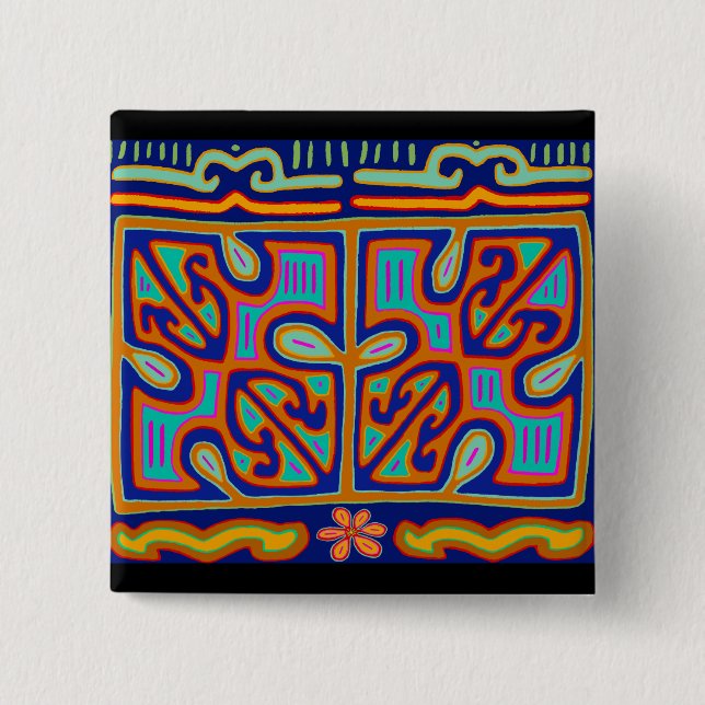 Kuna Indian Music Box - San Blas Mola Knapp (Framsida)