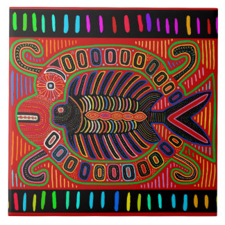 Kuna Indian Pescado Mola Kakelplatta