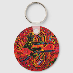 Kuna Indian Stork Bringing Baby Design Nyckelring