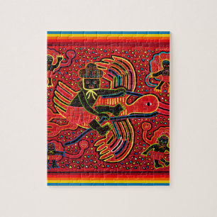 Kuna Indian Stork Bringing Baby Design Pussel