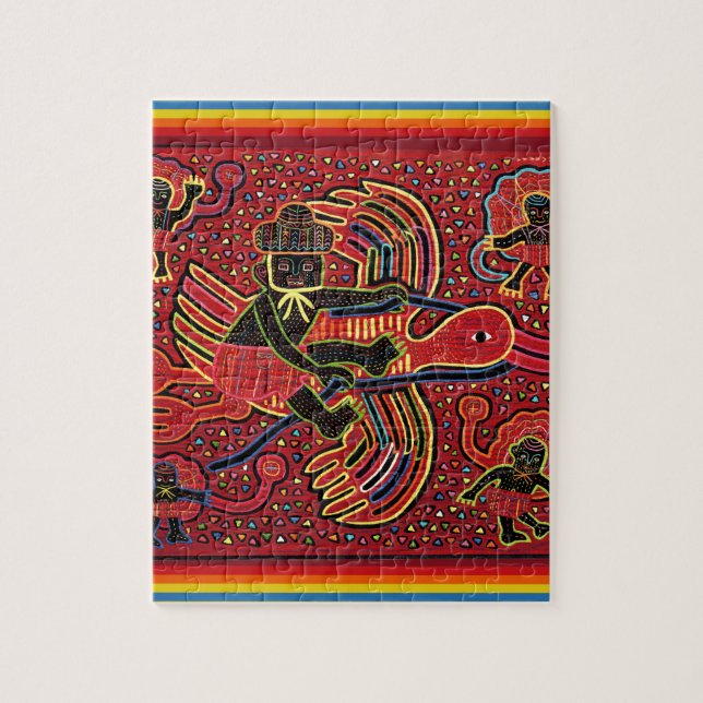 Kuna Indian Stork Bringing Baby Design Pussel (Vertikal)