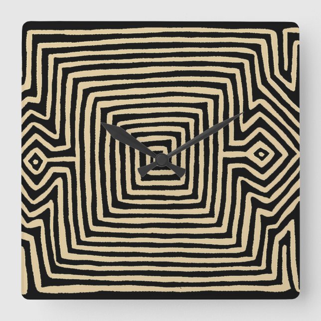 Kuna Indian Tortuga Mola Wall Clock Fyrkantig Klocka (Framsida)