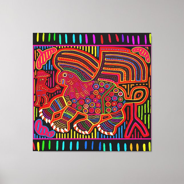 Kuna-indian vänlig drakmola canvastryck (Framsida)