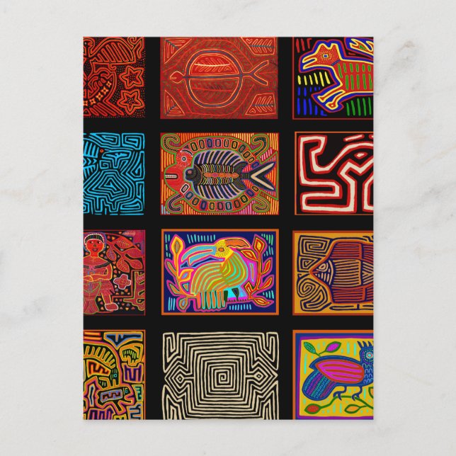 Kuna-indianer Mola-kollage Vykort (Framsida)