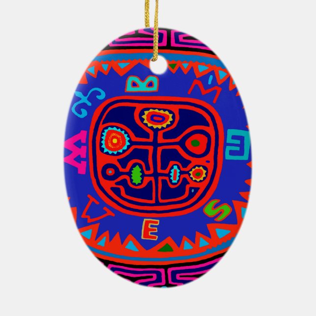 Kuna-indianer Mola Kompass Julgransprydnad Keramik (Baksidan)