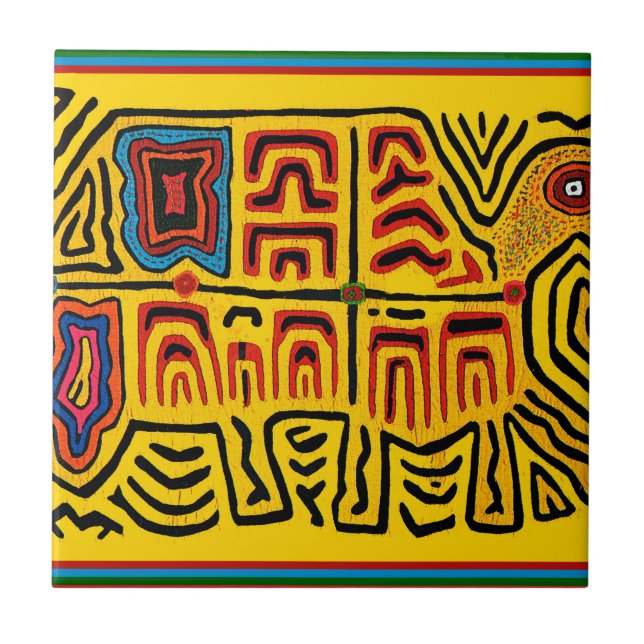 Kuna-indianernas gångsköldpadda kakelplatta (Framsidan)