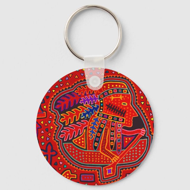 Kuna-indianman i kanot nyckelring (Framsida)