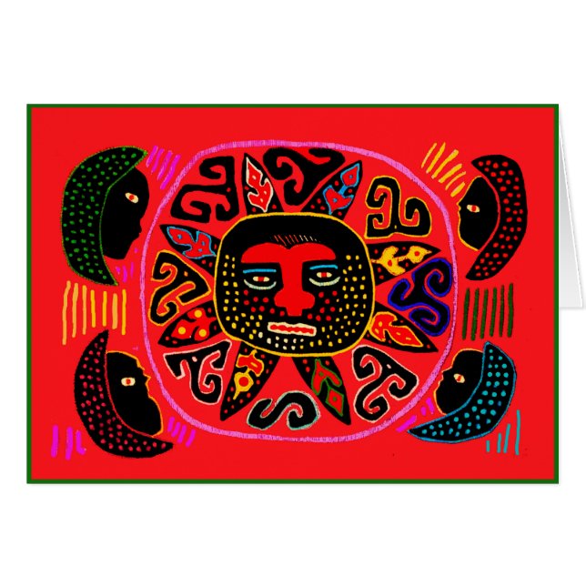 Kuna Tribal Del Sol Hälsningskort (Framsidan Horizontal)