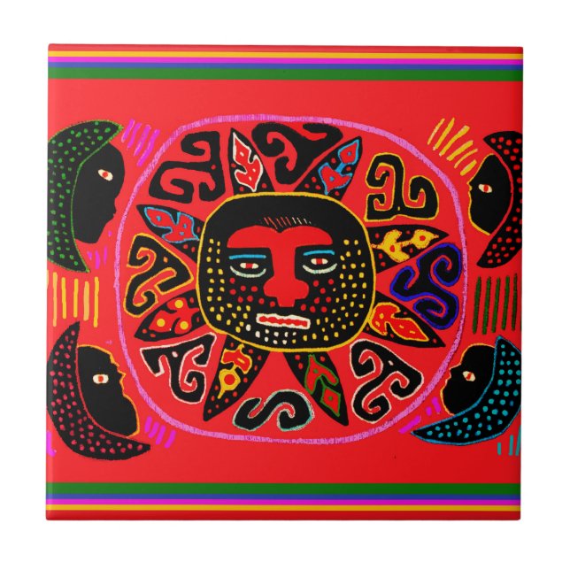 Kuna Tribal Del Sol Kakelplatta (Framsidan)