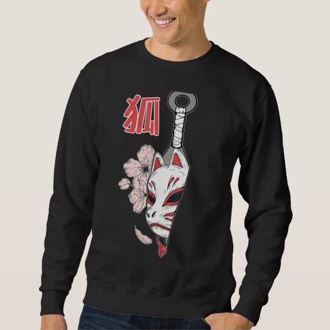 Kunai Kitsune Mask Lång Ärmad Tröja (Framsida)